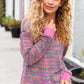 Bring Joy Magenta Multicolor Textured Waffle Knit Sweater