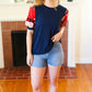 Stand-Out Navy Patriotic Patchwork Puff Sleeve Top