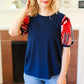 Stand-Out Navy Patriotic Patchwork Puff Sleeve Top