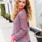 Bring Joy Magenta Multicolor Textured Waffle Knit Sweater