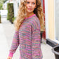 Bring Joy Magenta Multicolor Textured Waffle Knit Sweater