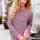 Bring Joy Magenta Multicolor Textured Waffle Knit Sweater