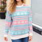 Snow White Nordic Fair Isle Print Cable Knit Hacci Sweater