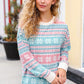 Snow White Nordic Fair Isle Print Cable Knit Hacci Sweater