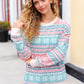 Snow White Nordic Fair Isle Print Cable Knit Hacci Sweater