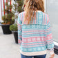 Snow White Nordic Fair Isle Print Cable Knit Hacci Sweater