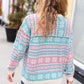 Snow White Nordic Fair Isle Print Cable Knit Hacci Sweater