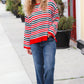 Christmas Red & Green Striped Oversized Knit Sweater