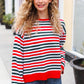 Christmas Red & Green Striped Oversized Knit Sweater