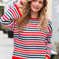 Christmas Red & Green Striped Oversized Knit Sweater