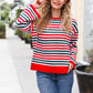 Christmas Red & Green Striped Oversized Knit Sweater