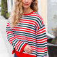 Christmas Red & Green Striped Oversized Knit Sweater