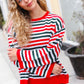 Christmas Red & Green Striped Oversized Knit Sweater