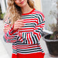 Christmas Red & Green Striped Oversized Knit Sweater