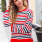 Christmas Red & Green Striped Oversized Knit Sweater