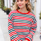 Christmas Red & Green Striped Oversized Knit Sweater