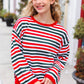 Christmas Red & Green Striped Oversized Knit Sweater