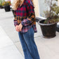 Holiday Ready Red & Mustard Plaid Notched Neck Flannel Hoodie