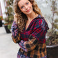 Holiday Ready Red & Mustard Plaid Notched Neck Flannel Hoodie