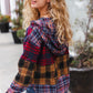 Holiday Ready Red & Mustard Plaid Notched Neck Flannel Hoodie