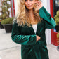 Holiday Stunner Hunter Green Velvet Lapel Blazer