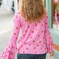 Make You Smile Pink Stripe & Cherries Bell Sleeve Top