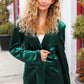 Holiday Stunner Hunter Green Velvet Lapel Blazer