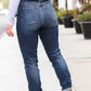 Judy Blue Dark Wash Mid Rise Cuffed Slim Fit Jeans