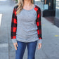 Adorable Red & Grey Striped Plaid Longline Raglan Top