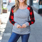 Adorable Red & Grey Striped Plaid Longline Raglan Top