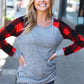 Adorable Red & Grey Striped Plaid Longline Raglan Top