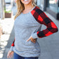 Adorable Red & Grey Striped Plaid Longline Raglan Top