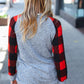 Adorable Red & Grey Striped Plaid Longline Raglan Top