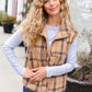 Layer Up Taupe Plaid Snap Button Quilted Puffer Vest