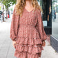 Feminine Flair Terracotta Leopard Print Ruffle Tiered Dress