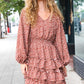 Feminine Flair Terracotta Leopard Print Ruffle Tiered Dress