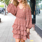 Feminine Flair Terracotta Leopard Print Ruffle Tiered Dress