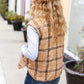 Layer Up Taupe Plaid Snap Button Quilted Puffer Vest