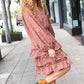 Feminine Flair Terracotta Leopard Print Ruffle Tiered Dress