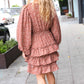 Feminine Flair Terracotta Leopard Print Ruffle Tiered Dress