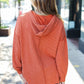 Cozy Days Rust Mineral Wash Rib Knit Hoodie