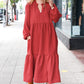 Lock Eyes Spice Notched Neck Frill Hem Tiered Maxi Dress