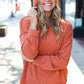 Cozy Days Rust Mineral Wash Rib Knit Hoodie