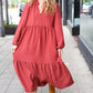 Lock Eyes Spice Notched Neck Frill Hem Tiered Maxi Dress