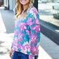 Feeling Femme Teal Floral Brushed Hacci Sweater Top