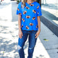 Game Day Blue Football Print Knit Top