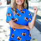 Game Day Blue Football Print Knit Top