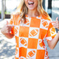 Turn Up The Volume Orange Football Checker Top