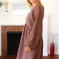 Beautiful You Mocha Woven Waffle V Neck Babydoll Dress