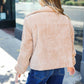 Casual Chic Latte Corduroy Ribbed High Neck Puffer Jacket